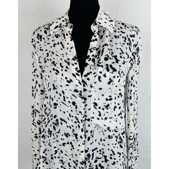 HAUTE HIPPIE • Dalmatian Print Semi-Sheer Button-Down Long Sleeve Shirt - Picture 5 of 11
